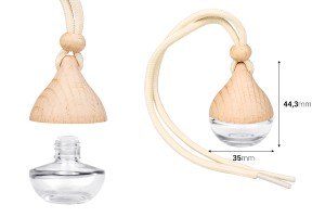 Flacon en verre de 5 ml avec bouchon en bois et robinet pour parfum de voiture - 25 pcs-εικόνα_διαστάσεις