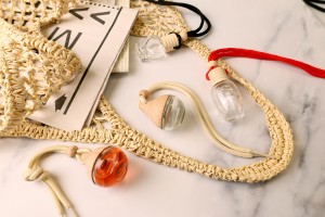 Flacon en verre de 5 ml avec bouchon en bois et robinet pour parfum de voiture - 25 pcs-εικόνα_σύνθεση