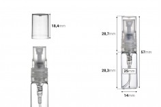 Γυάλινο μπουκαλάκι με σπρέυ για αρώματα 3 ml με πλαστικό καπάκι
