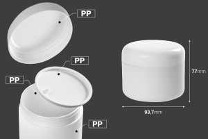 Pot en plastique de 300 ml blanc à double fond avec joint en plastique-εικόνα_διαστάσεις