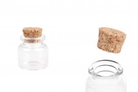 Mini 10ml glass jar for wedding or christening favors with cork stopper in size 30x35 - available in a package with 12 pcs