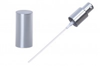 Shiny silver aluminum spray pump for 18/415 bottle neck (tube length 99,35 mm)