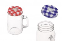 100 ml Mason jar with handle, with metal mason jar cap with straw hole