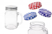 450 ml Mason jar with handle, with metal mason jar cap with straw hole