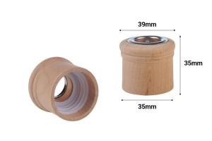 Καπάκι για μπουκάλι αρωματικού χώρου ξύλινο PP28 καφέ με ασημί εσωτερικό δαχτυλίδι αλουμινίου, υποδοχή για sticks και τάπα-εικόνα_διαστάσεις