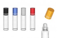 Transparent 10ml glass roll-on bottle with glass roll-on ball and silver stripe jar cap