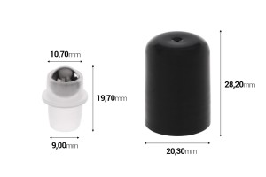 Metallkugel (Roll-on) mit schwarzer Kunststoffkappe - 50 Stk-2