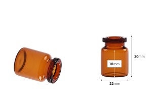 Flacon de 3 ml en verre, de couleur caramel pour médicaments et homéopathie - 12 pcs-εικόνα_διαστάσεις