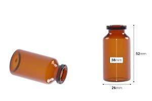 Flacon de 15 ml en verre, de couleur caramel pour médicaments et homéopathie - 12 pcs-εικόνα_διαστάσεις