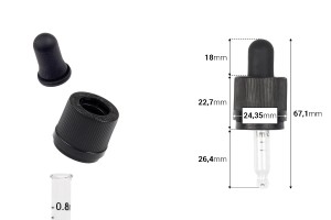 Pipettenmontur 5 ml mit CRC Verschluss, schwarzem Gummi und Skala- geeignet für E-Liquid (Einzelverpackung)-εικόνα_διαστάσεις