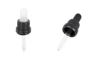 Contagocce da 10 ml con tappo di sicurezza nero largo, senza graduazione e con pipetta semitrasparente o nera opaca - confezionato singolarmente.-εικόνα_προϊοντική