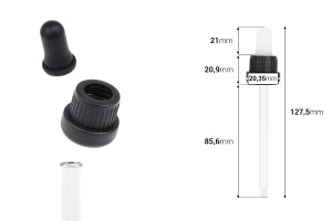 Contagocce da 100 ml con tappo di sicurezza nero largo, senza graduazioni e pipetta semitrasparente o nera opaca - in confezione individuale-2