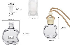 Autoparfümflasche 10 ml Apfel mit Holzkappe und Stopfen - 25 Stk-εικόνα_διαστάσεις