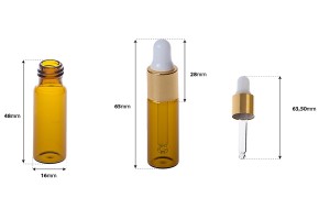 Braune Pipettenflasche, goldene Pipette 5ml-2