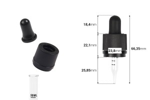 Pipettenmontur 5ml mit Spitze, CRC Sicherheitsverschluss und Skala geeignet für Liquidflaschen- schwarzer oder schwarzer matt Gummi-bildabmessungen