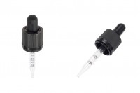 Compte-gouttes de 15 ml avec embout, sécurité CRC et graduation adapté à la cigarette électronique - pipette en noir MAT ou brillant en emballage individuel