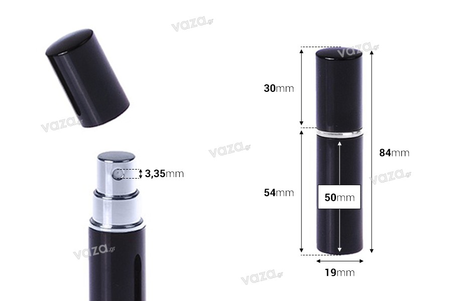 5ml mini atomizer spray glass bottle with aluminum case, available in many colors 
