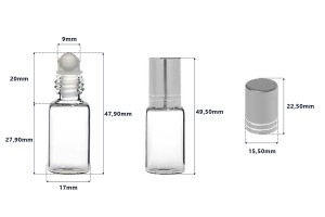 Flacon roll-on en verre de 5 ml en différentes couleurs-εικόνα_διαστάσεις