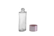 Bottiglia per lozione da 100 ml in vetro con tappo in alluminio rosa.