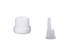 Bouchon en plastique blanc avec compte-gouttes interne PP18 - 50 pcs
