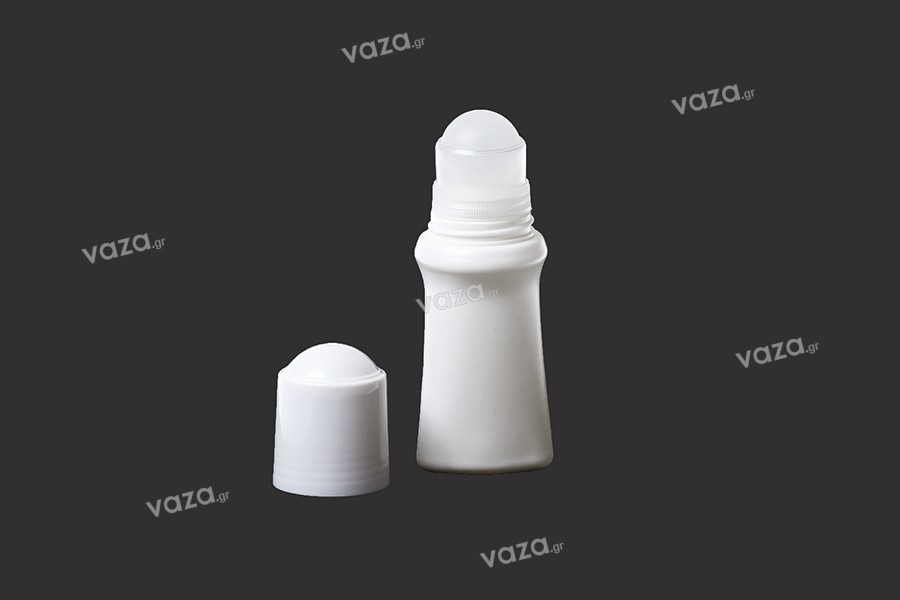 Flacon roll-on en plastique de 60 ml de couleur blanche