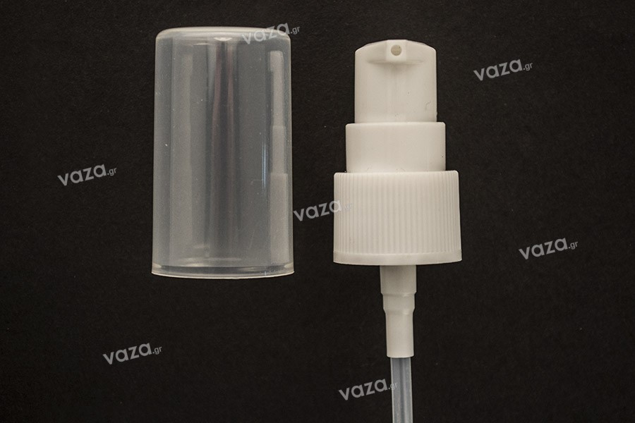 Pompă din plastic pentru creme cu capacul întreg transparent-gura PP20