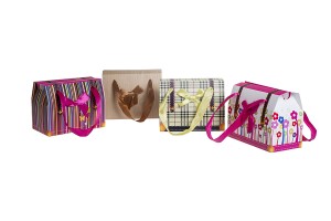 Geschenktasche gestreift,  ''Rechteck'' laminiert mit Henkel und Schleife aus Satin 130x70x100, 20 Stk-3