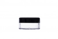 Transparent cream jar 10 ml SAN with black cap