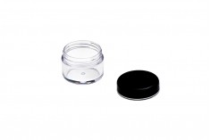 20ml acrylic cream jar with silver stripe on the cap - 12 pcs