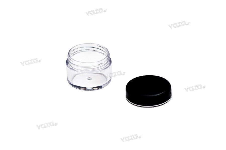 20ml acrylic cream jar with silver stripe on the cap - 12 pcs