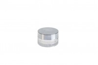 Kavanoz qelqi për kremra 30 ml i rrumbullakët me kapak alumini, mbulesë-mbrojtëse në kapak dhe plastike në kavanoz