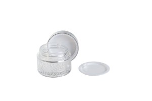 Pot en verre pour crème de 50ml avec couvercle en aluminium argenté, joint intérieur sur le couvercle et plastique sur le pot-2