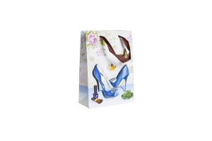 Papiertüte 3D, Muster 'Blaue Pumps'', 