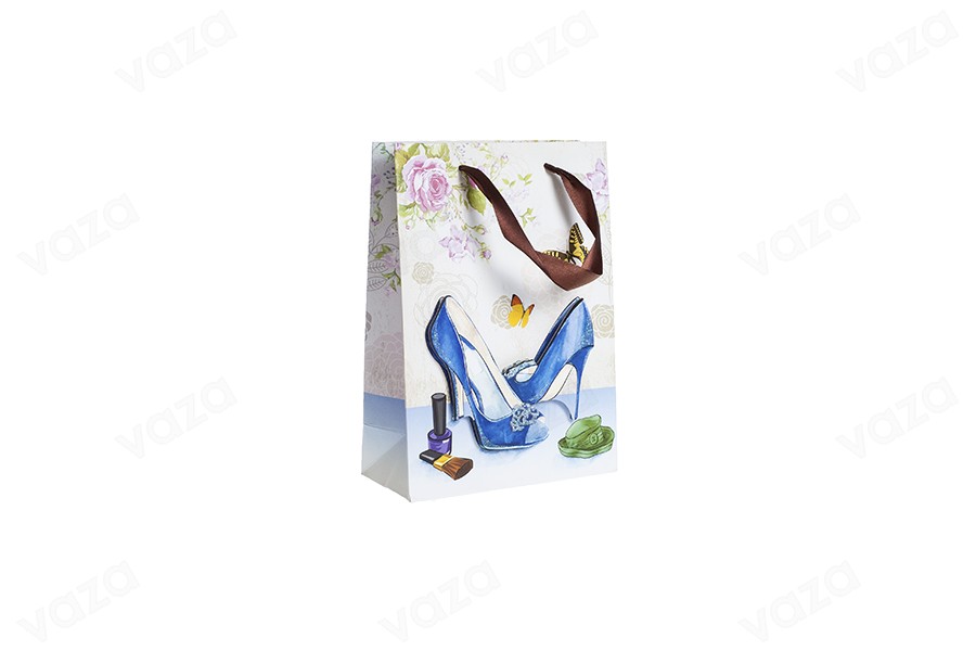 Sac cadeau en papier 3-D, motif « escarpins bleus », taille « S », 180 x 85 x 250 mm Sac cadeau en papier 3-D, motif « escarpins bleus », taille « S », 180 x 85 x 250 mm-photo_produit
