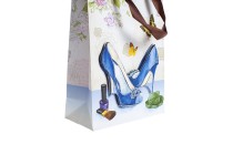 Papiertüte 3D, Muster 'Blaue Pumps'', Papiertüte 3D, Muster 'Blaue Pumps'',