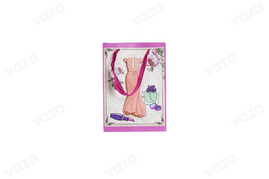 Papiertüte 3D, Muster ''Oranges Kleid'', Größe  -bildabmessungen