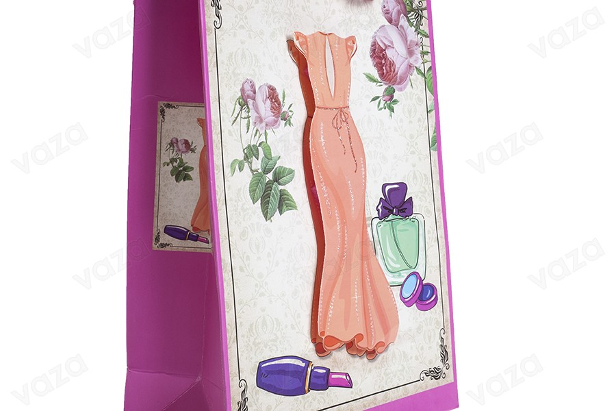 Papiertüte 3D, Muster ''Oranges Kleid'', Größe  -