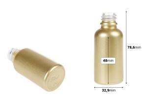 Shishe qelqi për vajra esencialë 30 ml ngjyrë ari me shkëlqim me grykë PP18-εικόνα_διαστάσεις