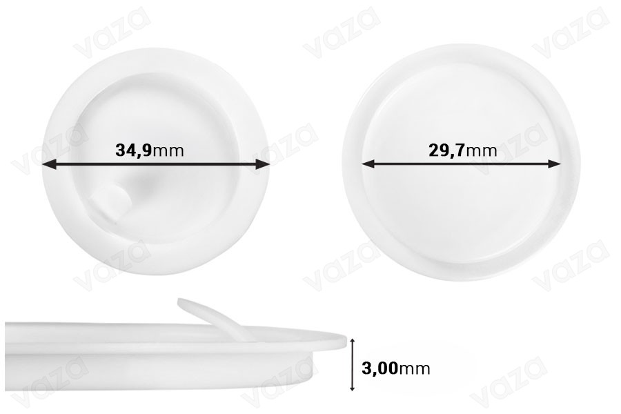 Joint en plastique (PE) blanc hauteur 3,15 mm - diamètre 34,90 mm (petit : 29,70 mm) - 12pcs Joint en plastique (PE) blanc hauteur 3,15 mm - diamètre 34,90 mm (petit : 29,70 mm) - 12pcs-photo_produit