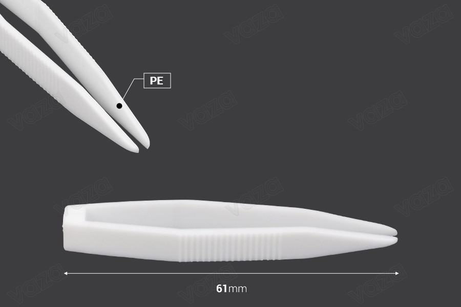 Λαβίδα - τσιμπίδα πλαστική (PE) λευκή 61 mm - 24 τμχ-εικόνα_διαστάσεις