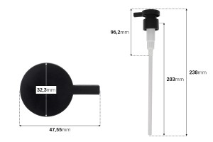 Pompe 24/410 pour crème, plastique de couleur noire ou blanche mate avec sécurité-εικόνα_διαστάσεις