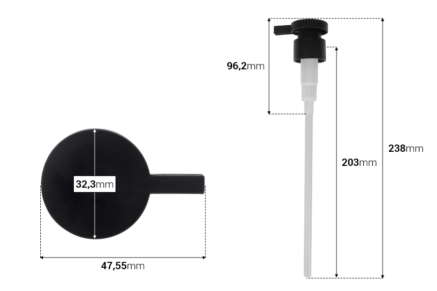 Pompa 24/410 per crema, in plastica di colore nero o bianco opaco con sicurezza-dimensioni_immagine