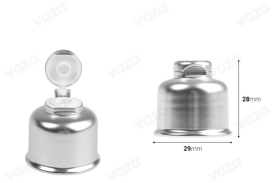 Couvercle en plastique flip top PP24 avec revêtement aluminium en couleurs UV Couvercle en plastique flip top PP24 avec revêtement aluminium en couleurs UV-photo_dimensions