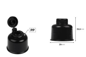 Tappo a scatto in plastica PP24 di colore nero-εικόνα_διαστάσεις