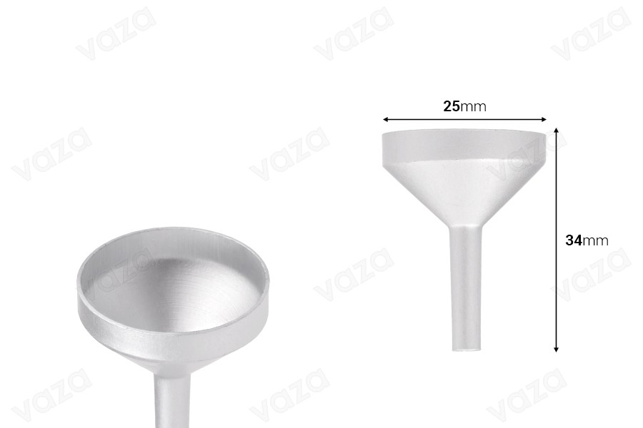 Χωνί αλουμινένιο ασημί ΜΑΤ - διάμετρος 25 mm (απόληξη 4 mm) Χωνί αλουμινένιο ασημί ΜΑΤ - διάμετρος 25 mm (απόληξη 4 mm)-εικόνα_διαστάσεις
