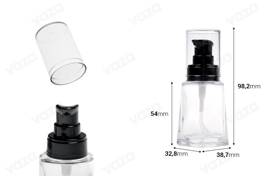 Μπουκαλάκι γυάλινο για κρέμα 30 ml με πλαστική μαύρη αντλία και διάφανο καπάκι Μπουκαλάκι γυάλινο για κρέμα 30 ml με πλαστική μαύρη αντλία και διάφανο καπάκι-εικόνα_διαστάσεις
