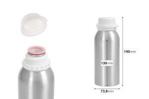 Alu-Flasche 500ml zur Lagerung von Essenz, Parfüms und alkoholische Lösungen mit Sicherheitsverschluss-εικόνα_διαστάσεις
