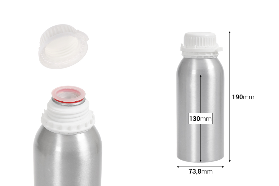 500ml Aluminum Bottle for Storing Essences, Perfumes and Alcohol Solutions with Safety Cap and Lid-image_dimensions