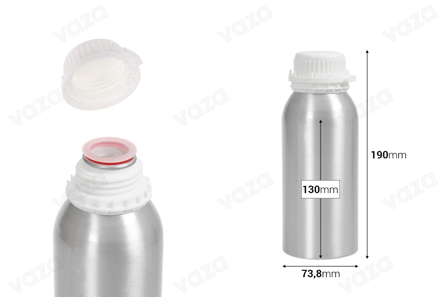 Bouteille en aluminium de 500ml pour le stockage d’huiles essentielles, de parfums et de solutions alcoolisées avec bouchon et couvercle de sécurité Bouteille en aluminium de 500ml pour le stockage d’huiles essentielles, de parfums et de solutions alcoolisées avec bouchon et couvercle de sécurité-εικόνα_διαστάσεις