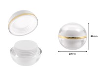 Petit pot rond de luxe de 5ml en acrylique avec joint intérieur sur le couvercle et plastique sur le pot - 12 pcs Petit pot rond de luxe de 5ml en acrylique avec joint intérieur sur le couvercle et plastique sur le pot - 12 pcs-εικόνα_διαστάσεις